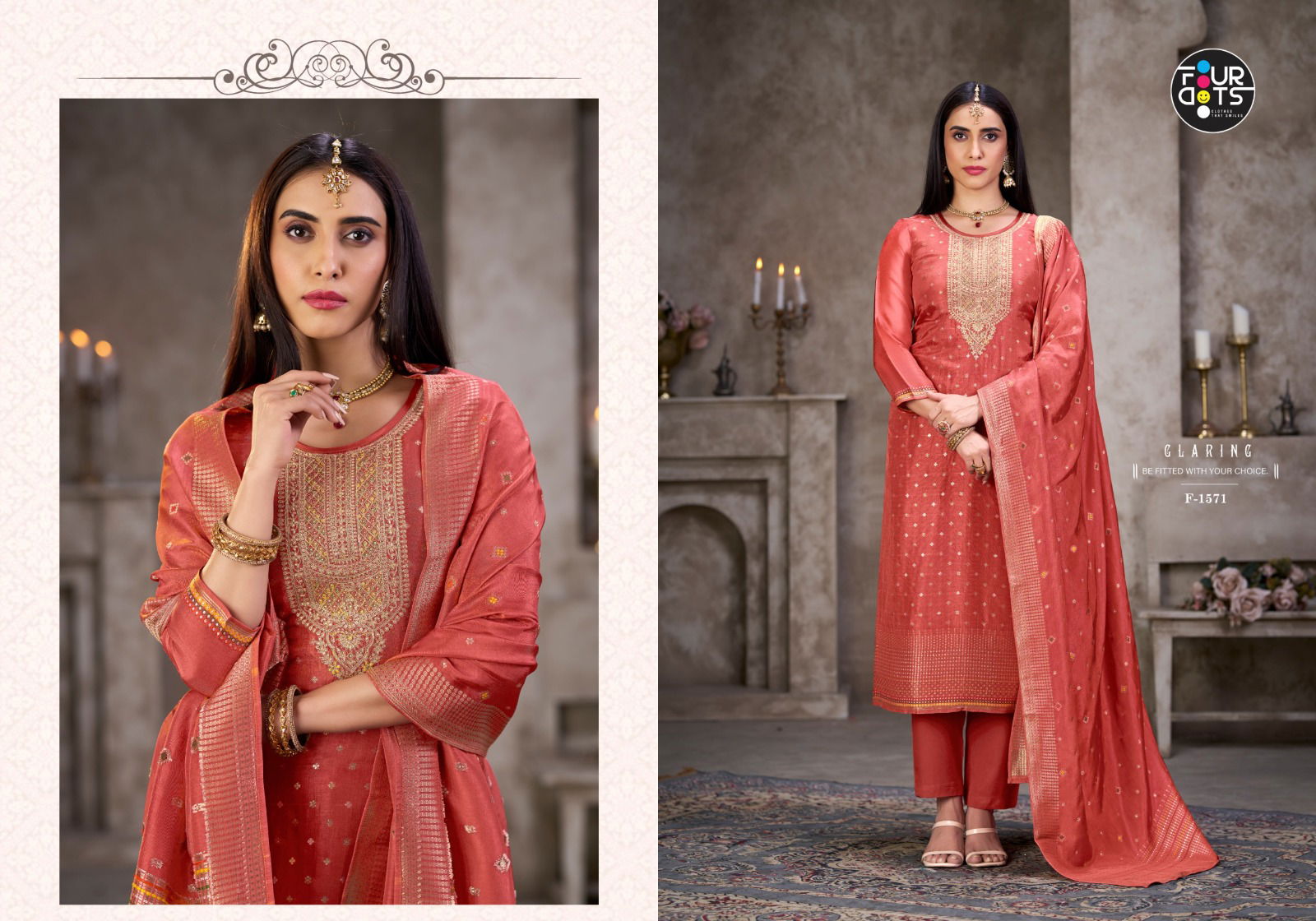 Moksha By Four Dots Viscose Russian With Handwork Dress Material Wholesale Online